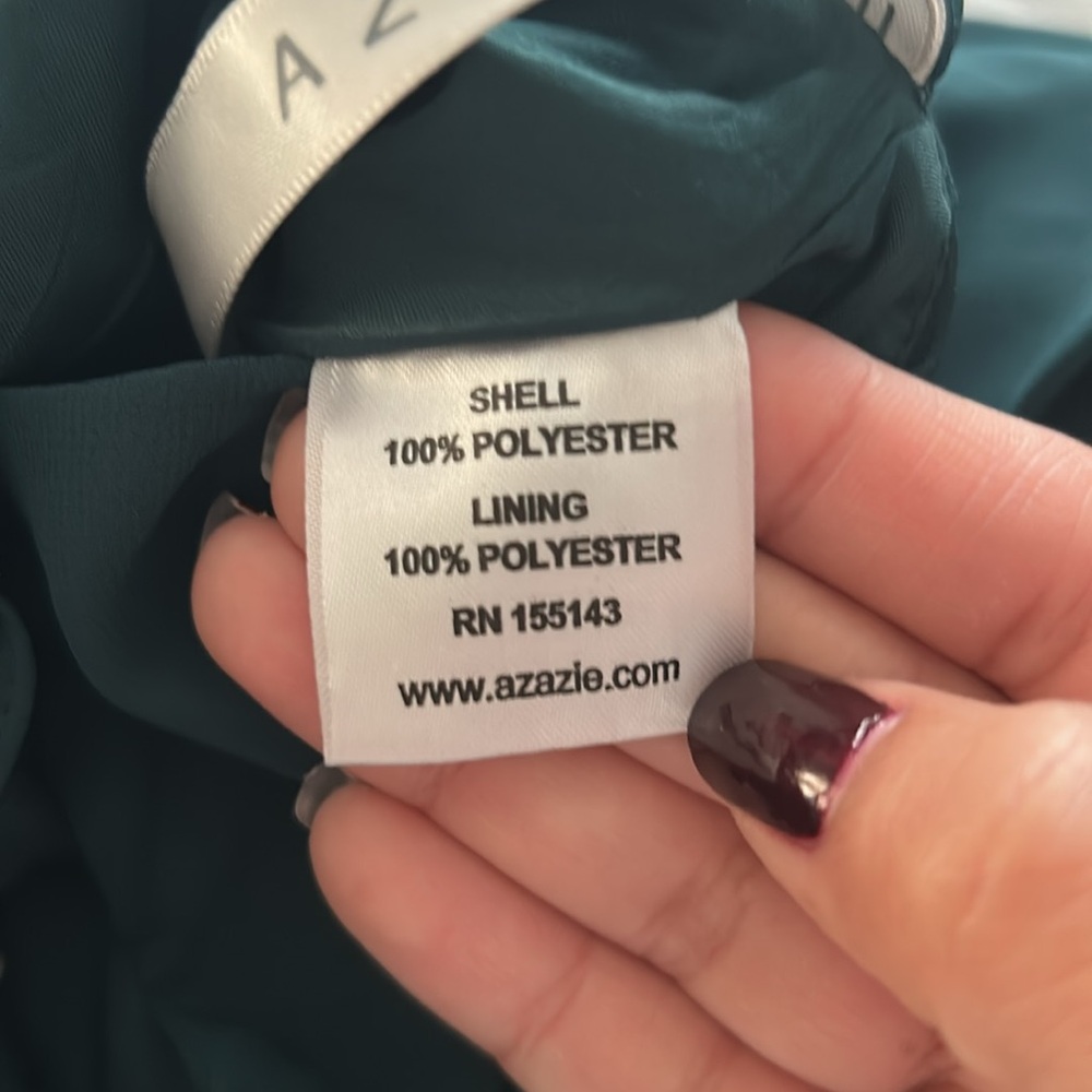 Emerald green formal azazie dress. - Picture 8 of 8